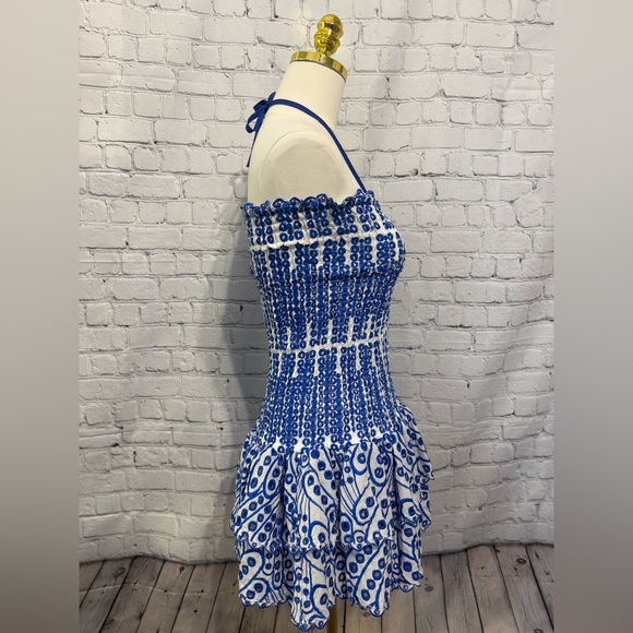Blue and White Halter Dress - Picture 2 of 6